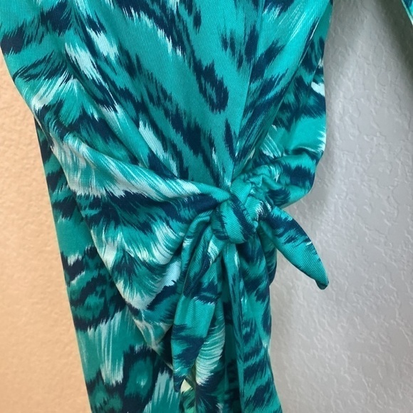 𝅺Diane von Furstenberg Turquoise Oletta Silk Faux Wrap Dress - Picture 6 of 10